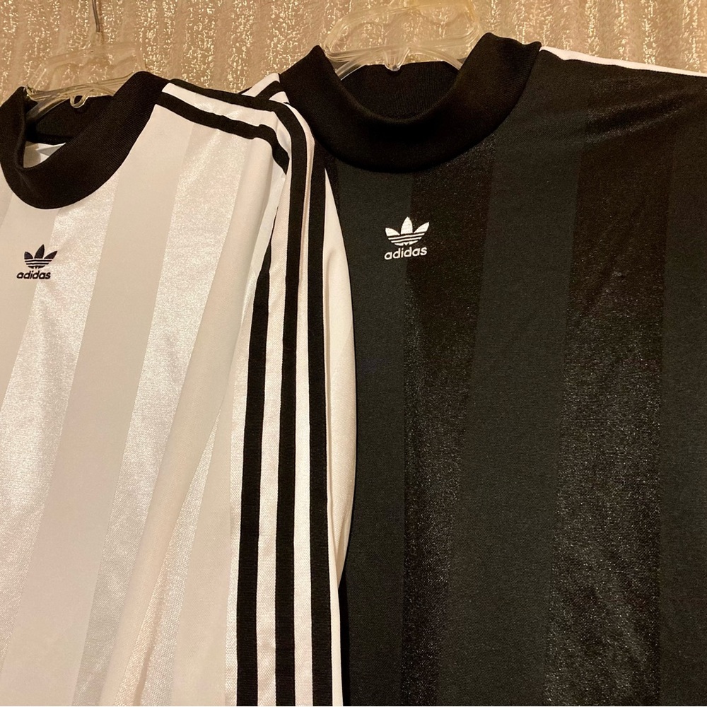 TWO adidas chic jacquard stripe tops - Picture 4 of 8
